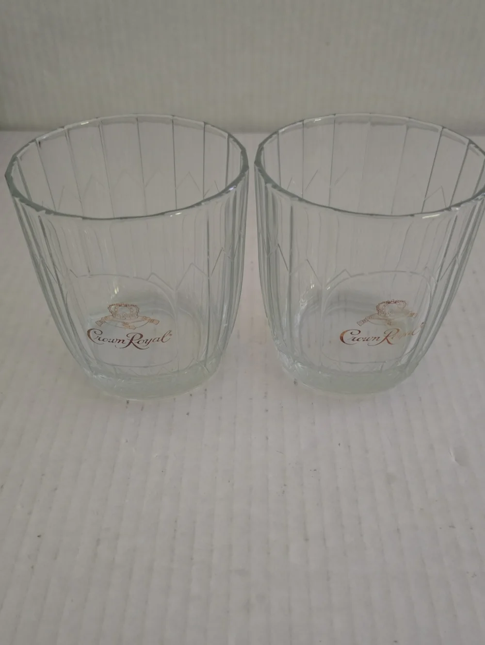 Pair of Crown Royal Ribbed Whiskey Glasses